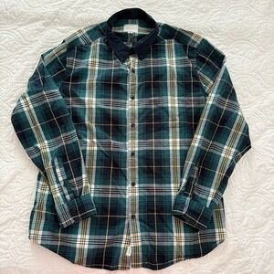 American Eagle Outfitters Plaid Button Down Long Sleeve Shirt Navy Green XXL EUC